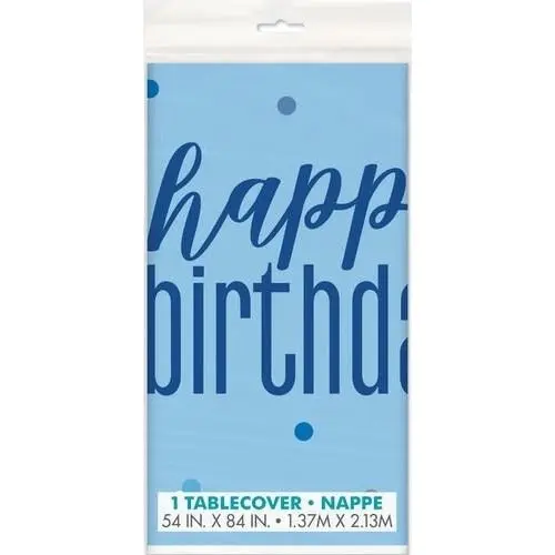 Happy Birthday Printed Tablecover - Blue