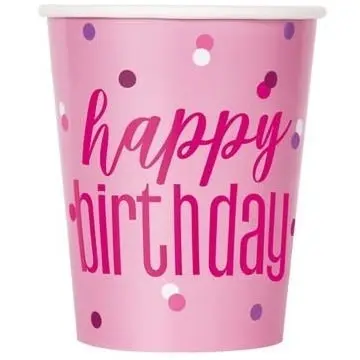 Pink Happy Birthday - Paper Cups