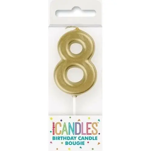 Birthday Candle Mini Pick Number 8 - Gold