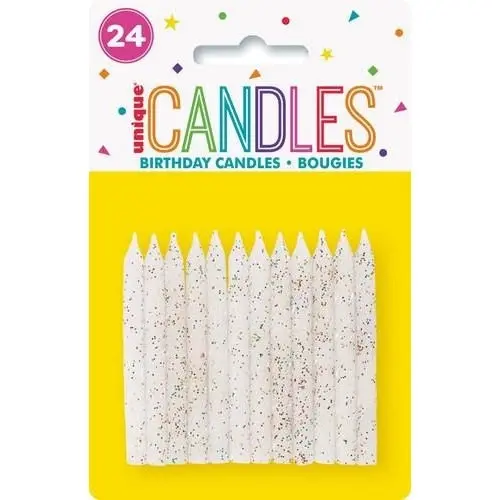 Birthday Candles Spiral - White With Glitter