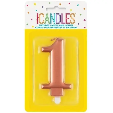 Numeral Candle 1 Metallic - Rose Gold