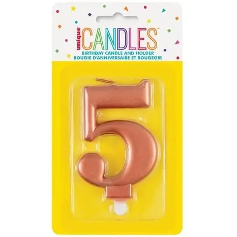 Numeral Candle 5 Metallic - Rose Gold