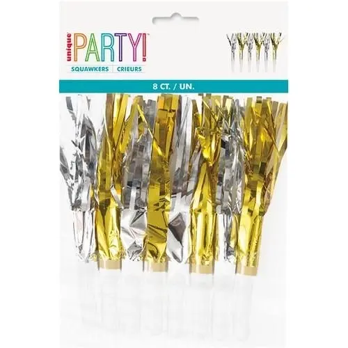 8 Fringed Squawkers New Year Gold & Silver