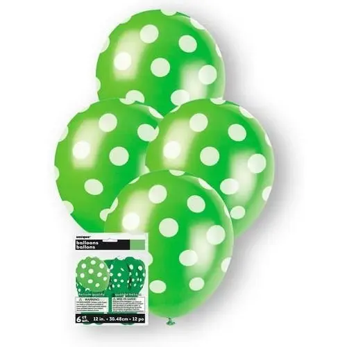 Polka Dot Lime Green Balloons 30cm 6Pk