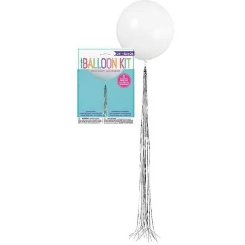 White Latex Balloon With Silver Tassel