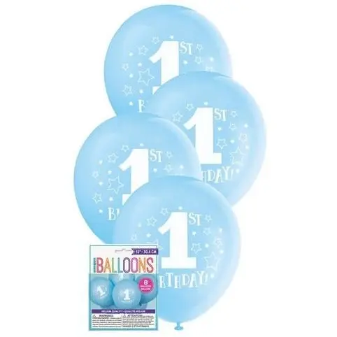 1st Birthday Stars Balloons - Blue