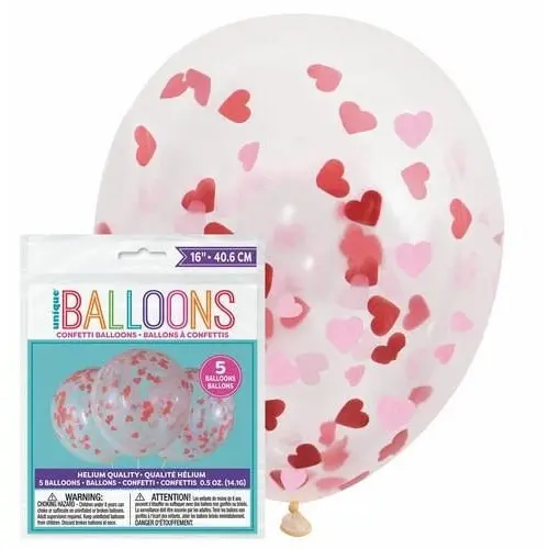 Clear Latex Balloons Prefilled With Heart Confetti