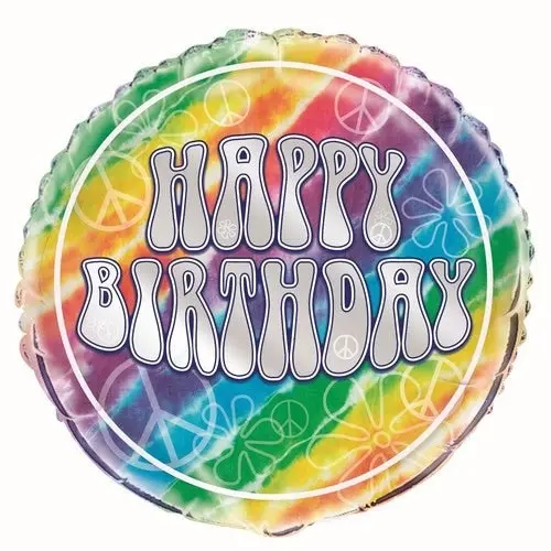 Tie Dye Birthday 45cm Foil Balloon Packaged