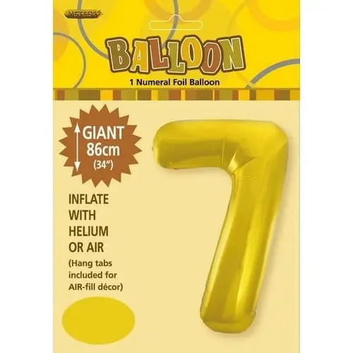 Gold 7 Numeral Foil Balloon 86cm