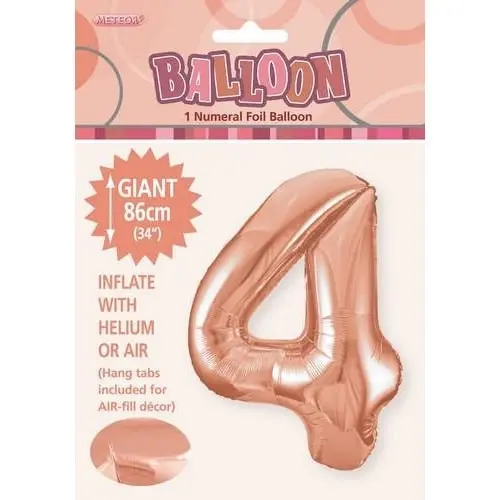 Rose Gold 4 Numeral Foil Balloon 86cm