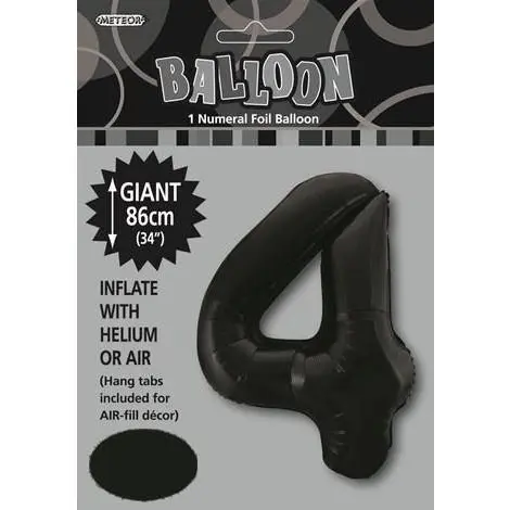 Black 4 Numeral - Foil Balloon