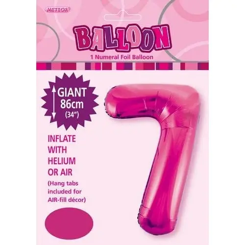 Hot Pink 7 Numeral Foil Balloon 86cm