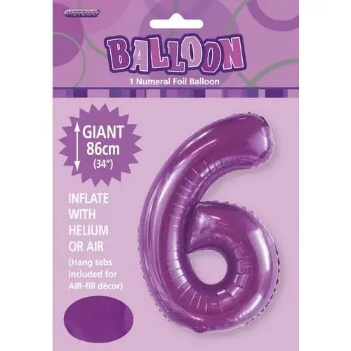 Pretty Purple 6 Numeral Foil Balloon