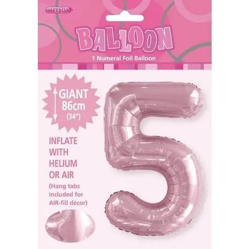 Lovely Pink 5 Numeral Foil Balloon 86cm