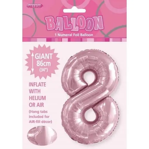 Lovely Pink 8 Numeral Foil Balloon 86cm