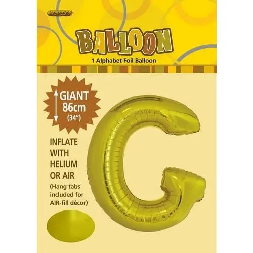 Gold G Alphabet Foil Balloon 86cm