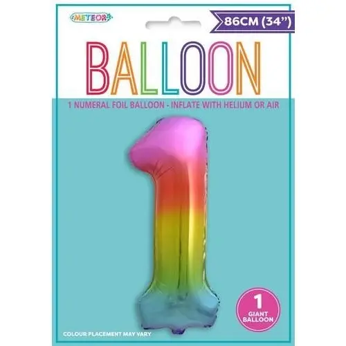 Rainbow 1 Numeral Foil Balloon 86cm