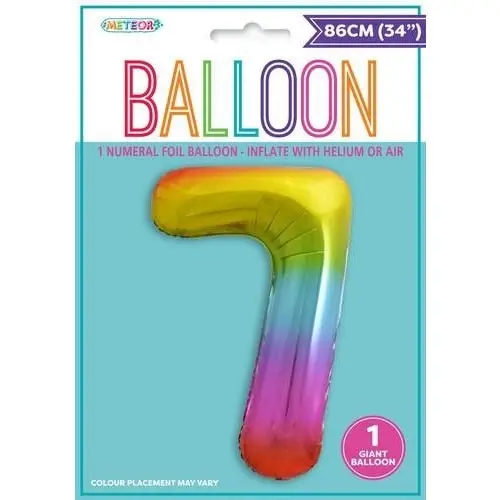 Rainbow 7 Numeral Foil Balloon 86cm