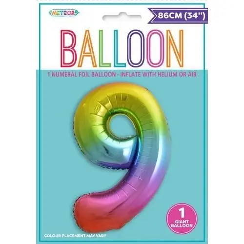 Rainbow 9 Numeral Foil Balloon 86cm