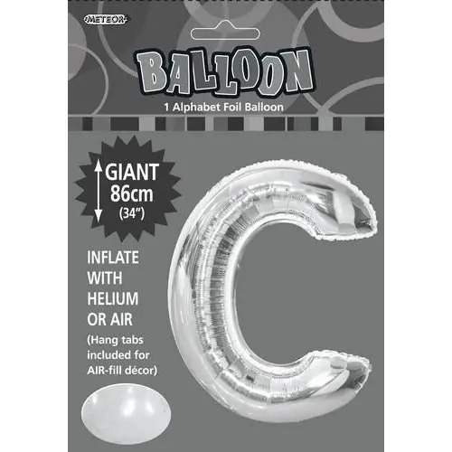 Silver C Alphabet Foil Balloon