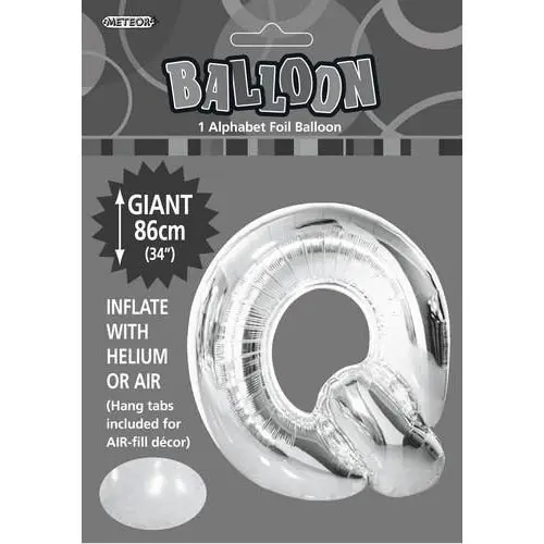 Silver Q Alphabet Foil Balloon