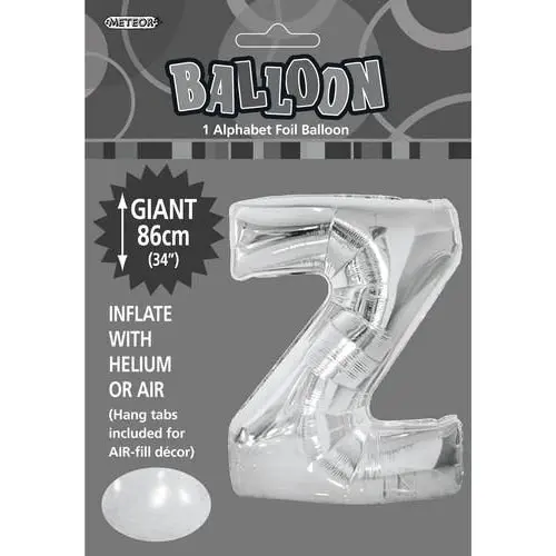 Silver Z Alphabet Foil Balloon