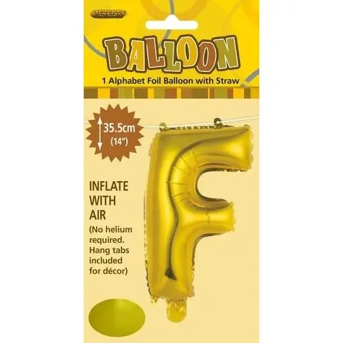 Gold F Alphabet Foil Balloon