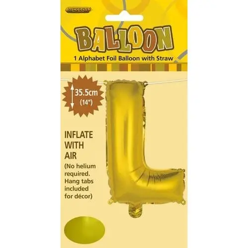 Gold L Alphabet Foil Balloon 35cm