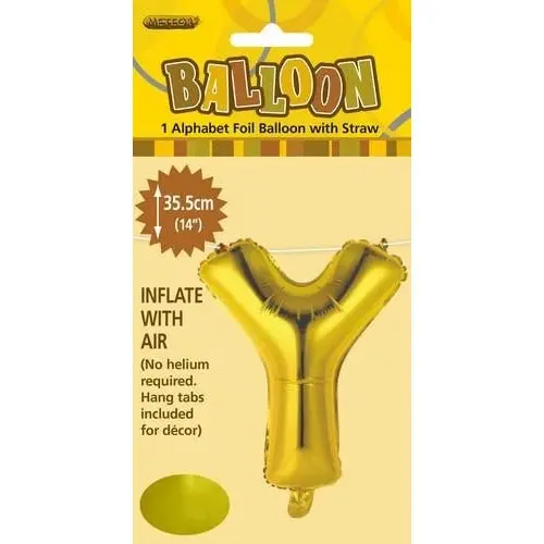 Gold Y Alphabet Foil Balloon