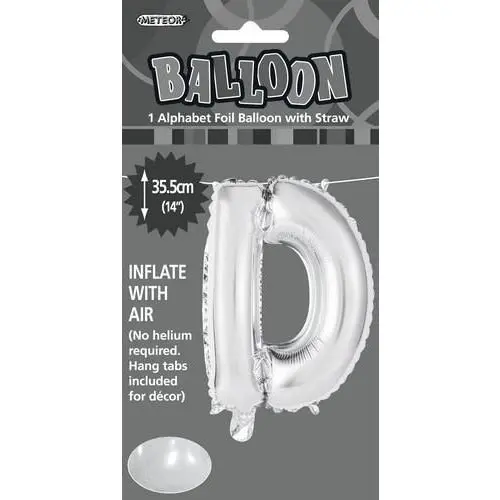 Silver D Alphabet Foil Balloon