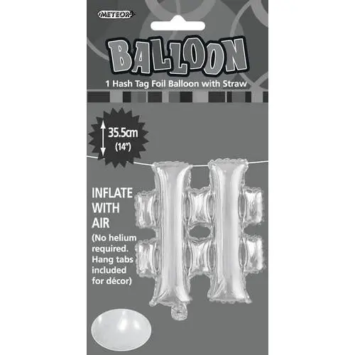 Silver # Alphabet Foil Balloon 35cm