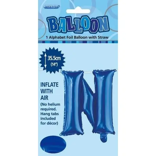 Royal Blue N Alphabet Foil Balloon 35cm