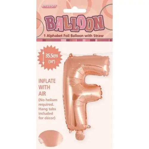 Rose Gold F Alphabet Foil Balloon 35cm