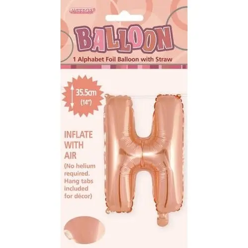 Rose Gold H Alphabet Foil Balloon 35cm