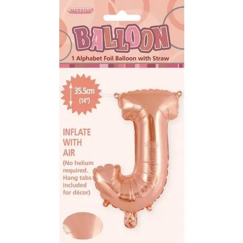 Rose Gold J Alphabet Foil Balloon 35cm