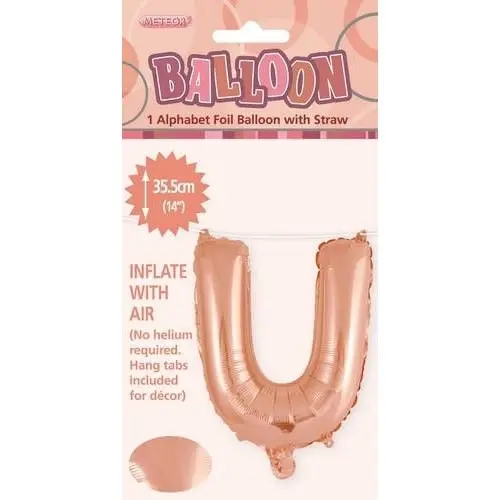 Rose Gold U Alphabet Foil Balloon