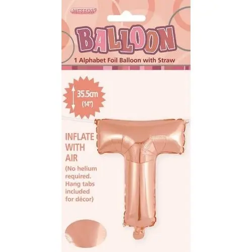 Rose Gold T Alphabet Foil Balloon 35cm