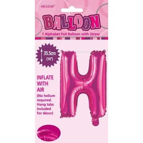 Hot Pink H Alphabet Foil Balloon 35cm