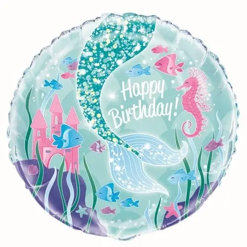 Mermaid Happy Birthday Foil Balloon