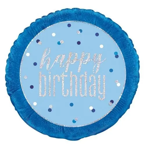 Blue Happy Birthday - Foil Prismatic Balloon