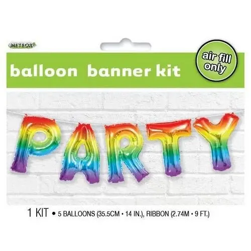 Party Letters Foil Balloon Banner Kit - Rainbow