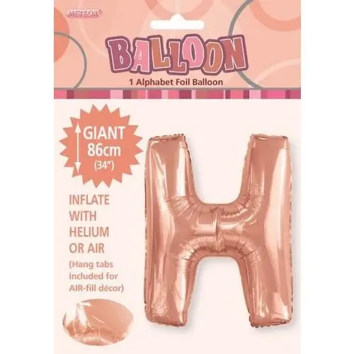 Rose Gold H Alphabet Foil Balloon 86cm