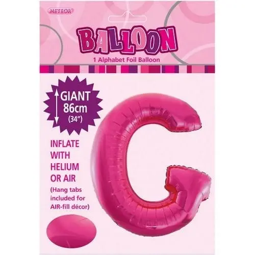 Hot Pink G Alphabet Foil Balloon 86cm