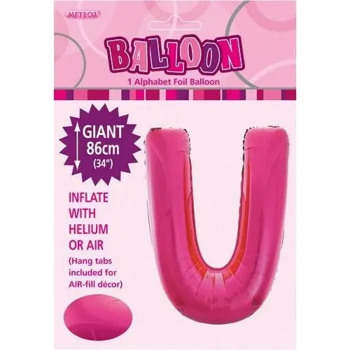 Hot Pink U Alphabet Foil Balloon 86cm