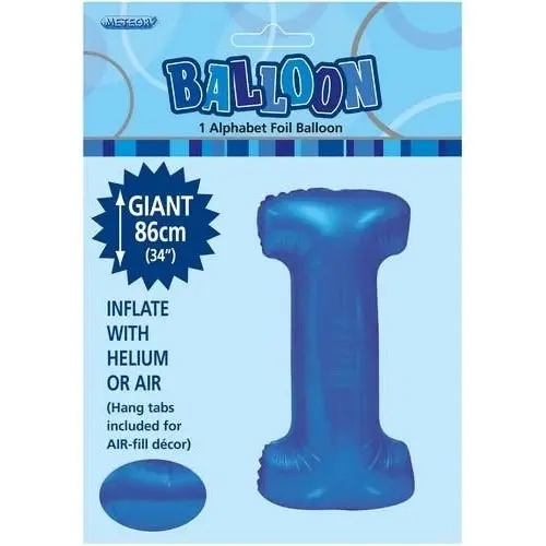 Royal Blue I Alphabet Foil Balloon 86cm