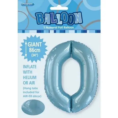 0 Numeral Foil Balloon - Powder Blue