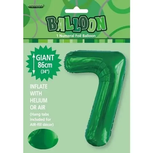 Emerald Green 7 Numeral Foil Balloon 86cm