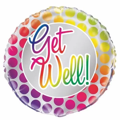 Rainbow Get Well 45cm Foil Balloon Packaged