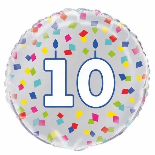 Rainbow Confetti 10th Birthday Foil Balloon