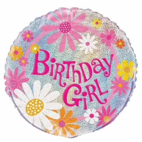 Floral Birthday Girl Foil Balloon